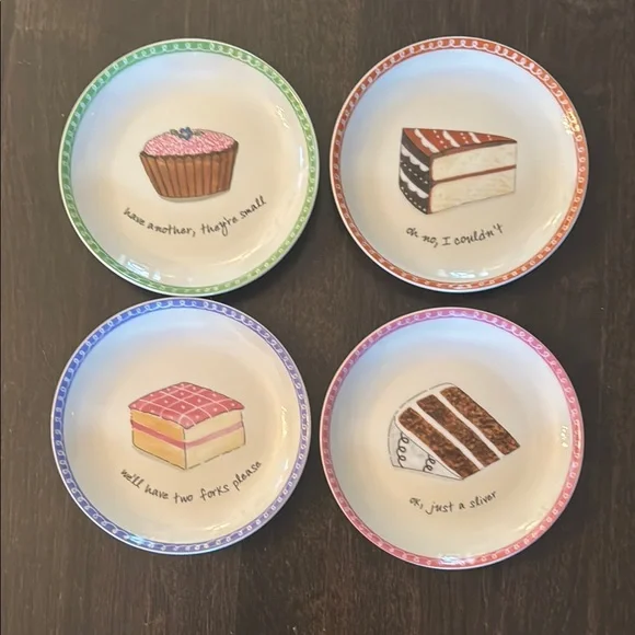 Boston Warehouse Dessert Plates Set - Green, Blue, Red, Pink 6.5 inch dia. - Picture 3 of 5